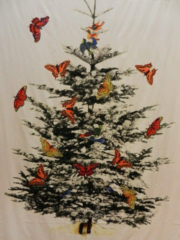 litzzy Butterfly And Christmas Tree CLA0611118Q Fleece Blanket Quilt Blanket   