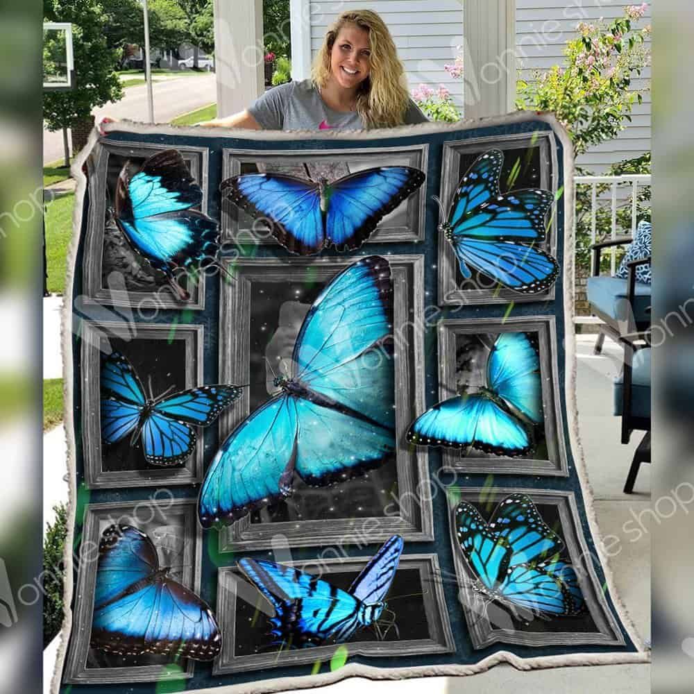 litzzy Butterfly Beauty Of Blue Butterfly Fleece Blanket Christmas Christmas Gifts Merry Christmas Holiday Gifts Gift Dhc03011259Dd Quilt Blanket   