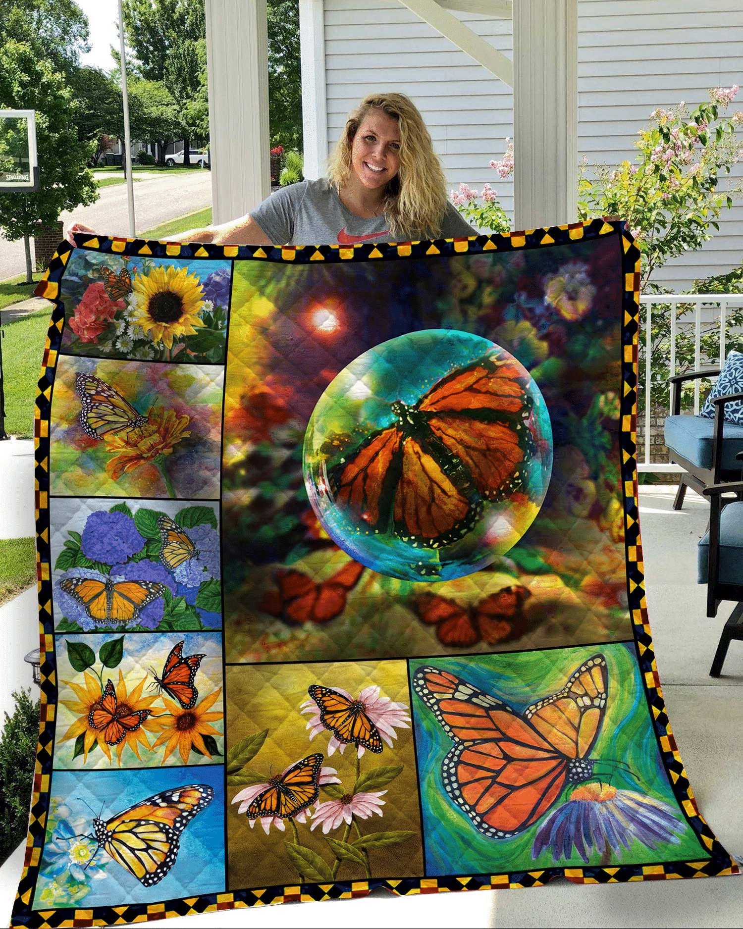 litzzy Butterfly Blowing In The Wind Fleece Blanket Christmas Gift Dhc04011152Dd Quilt Blanket   