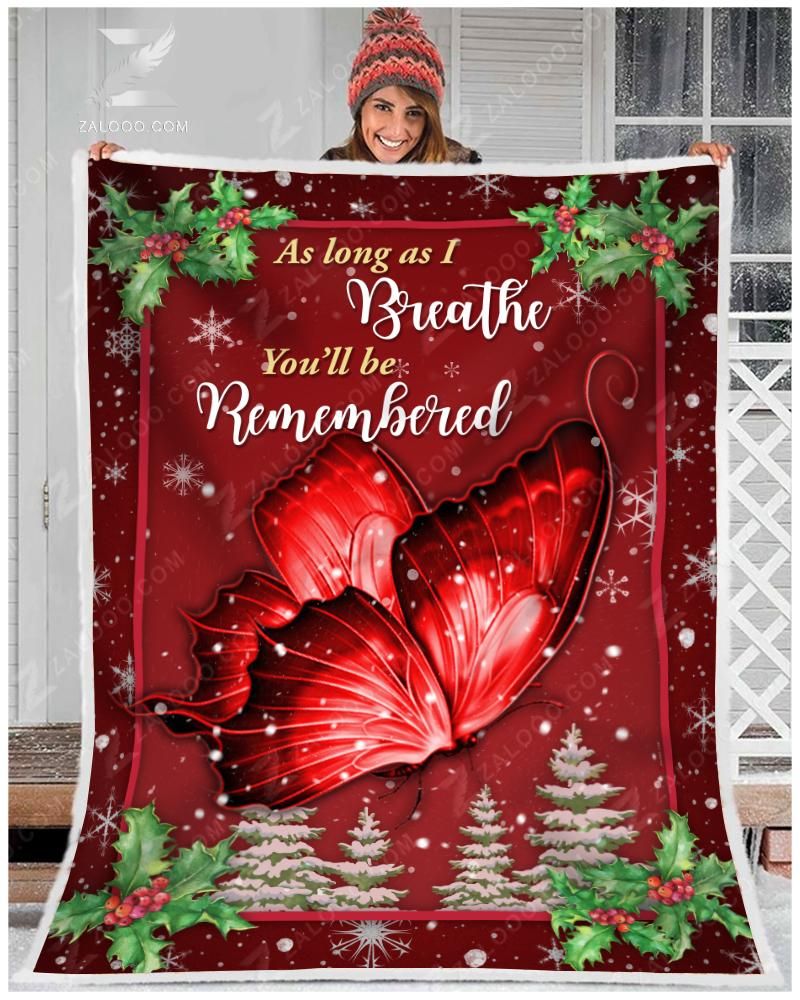 litzzy Butterfly Christmas You Will Be Remembered CL26110093MDF Sherpa Fleece Blanket Sherpa Fleece Blanket   