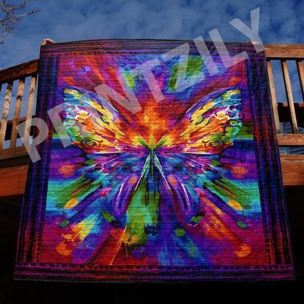 litzzy Butterfly Colorful Butterfly Fleece Blanket Christmas Gift Dhc04011156Dd Quilt Blanket   