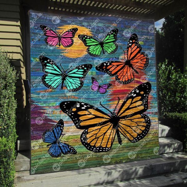 litzzy Butterfly Colorful Friends Fleece Blanket Christmas Gift Dhc04011188Dd Quilt Blanket   