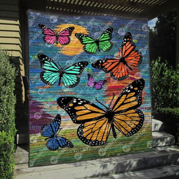 litzzy Butterfly Colorful Friends Fleece Blanket Christmas Gift Dhc04011188Dd Quilt Blanket   