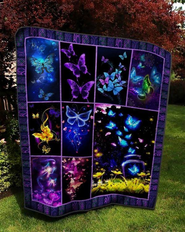 litzzy Butterfly Galaxy Butterfly Fleece Blanket Christmas Gift Dhc04011184Dd Quilt Blanket   