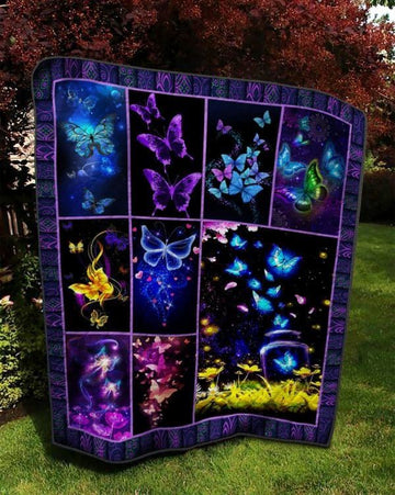 litzzy Butterfly Galaxy Butterfly Fleece Blanket Christmas Gift Dhc04011184Dd Quilt Blanket   