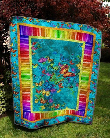 litzzy Butterfly Rainbow Colors Fleece Blanket Christmas Gift Dhc04011183Dd Quilt Blanket   