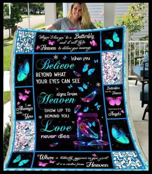 litzzy Butterfly When You Believe Beyond The Butterflies Fleece Blanket Christmas Gift Dhc04011149Dd Quilt Blanket   