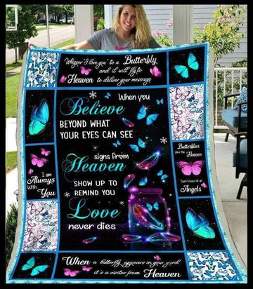 litzzy Butterfly When You Believe Beyond The Butterflies Fleece Blanket Christmas Gift Dhc04011149Dd Quilt Blanket   