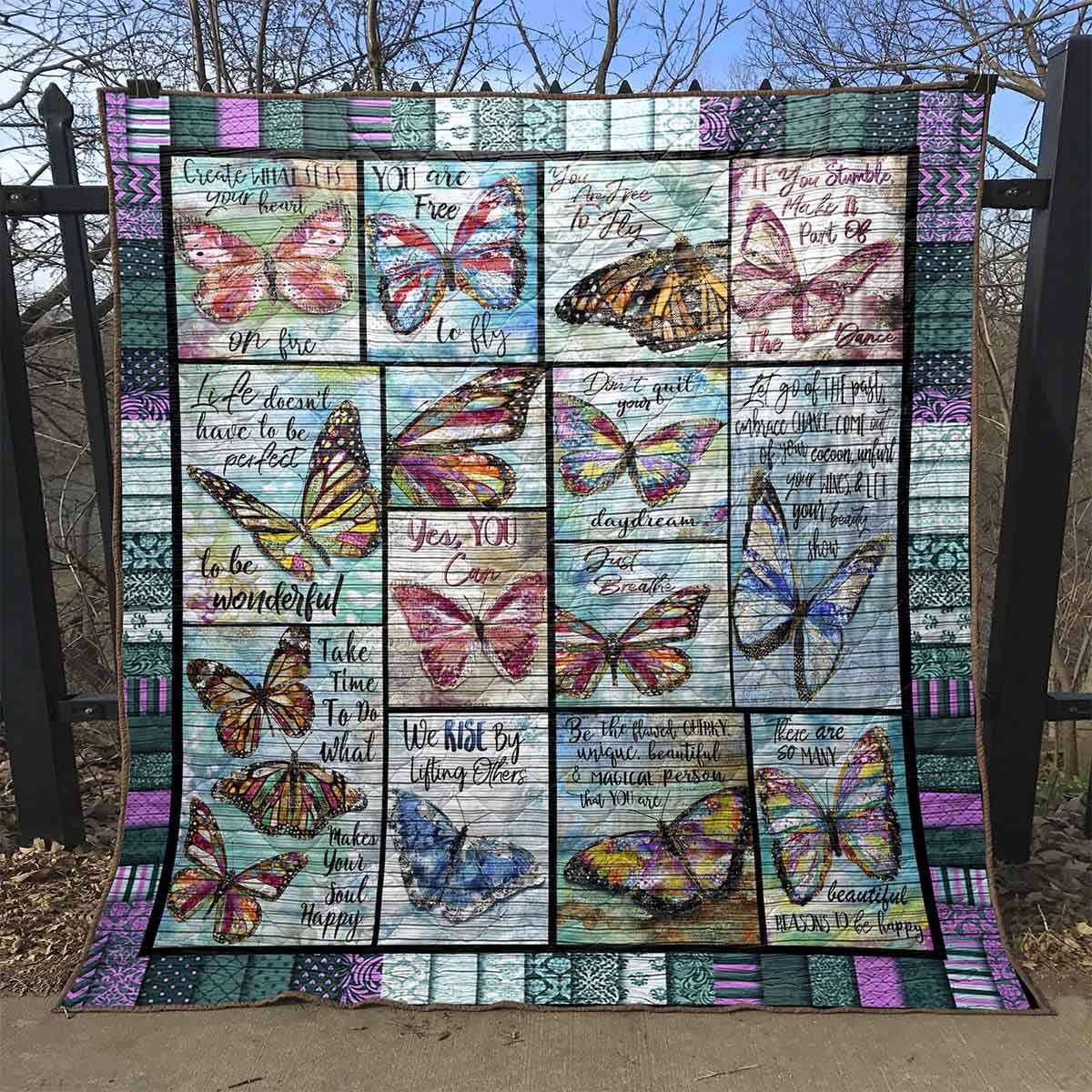 litzzy Butterfly You Are Free To Fly Fleece Blanket Christmas Gift Dhc04011191Dd Quilt Blanket   