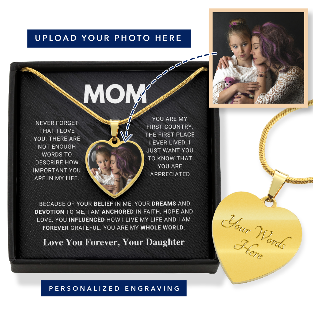 litzzy Mom - Whole World - Photo Heart Pendant Necklace Gift Jewelry   
