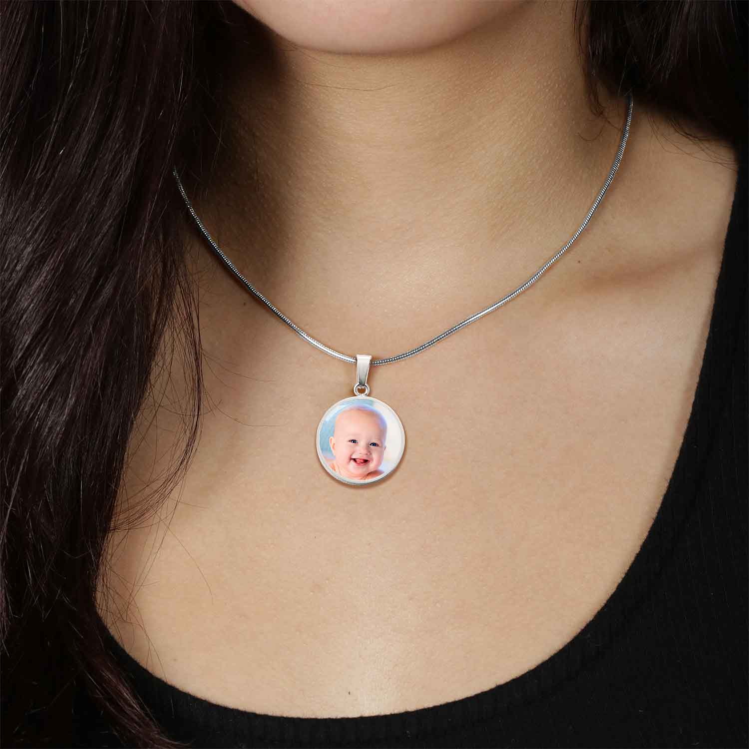 litzzy Mommy - Thank You For Being My Mommy - Circle Photo Necklace Jewelry   