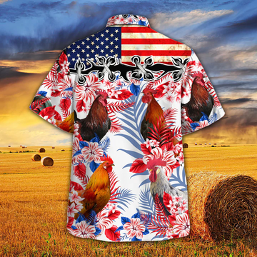 litzzy Chicken Cattle Lovers American Flag Hawaiian Shirt, Chicken aloha Hawaiian shirt, Flowers Aloha Shirt For Men, Women - Aloha shirt Hawaiian Hawaii Shirt For Summer Hawaii Shirt   