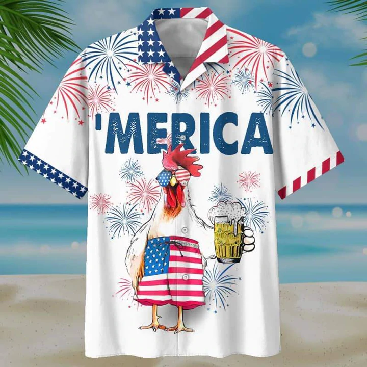 litzzy Chicken And Beer 4th of july Hawaiian Shirt, Hawaiian shirts for men, Women - Aloha shirt Hawaiian Hawaii Shirt For Summer Hawaii Shirt   