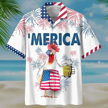 litzzy Chicken And Beer 4th of july Hawaiian Shirt, Hawaiian shirts for men, Women - Aloha shirt Hawaiian Hawaii Shirt For Summer Hawaii Shirt   