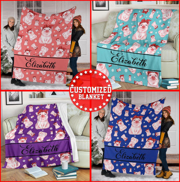 litzzy Personalized Pigs Fleece Blanket - Tlnb1811201 Quilt Blanket CUSTOM COLOR 50 X 60 