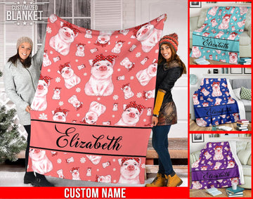 litzzy Personalized Pigs Fleece Blanket - Tlnb1811201 Quilt Blanket CUSTOM COLOR 60 X 80 