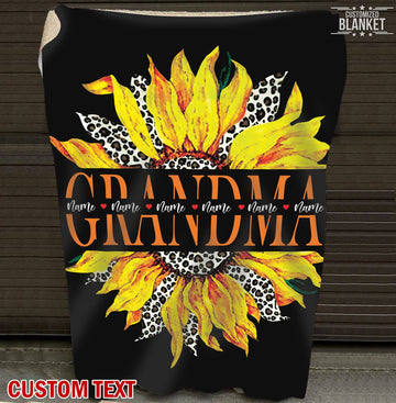 litzzy Personalized Sunflower Grandma Fleece Blanket - Tlty0212201 Quilt Blanket 60x80  