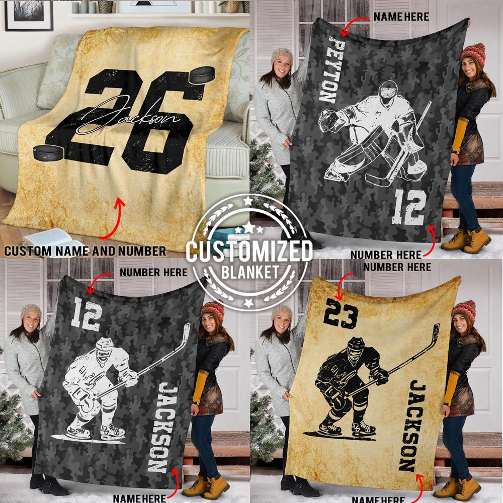 litzzy Personalized Hockey Custom Fleece Blanket - Tltm121020 Quilt Blanket   