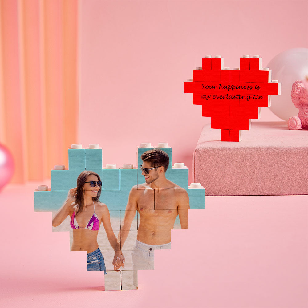 litzzy Custom Building Brick Heart Shaped Personalized Photo Block Puzzle Building Brick Photo Photo & Text 8*7cm=3.2*2.8inch 