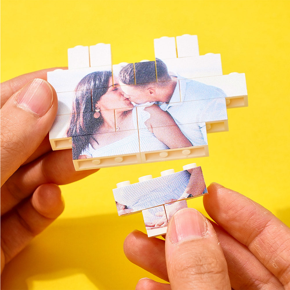litzzy Custom Building Brick Heart Shaped Personalized Photo Block Puzzle Building Brick Photo   