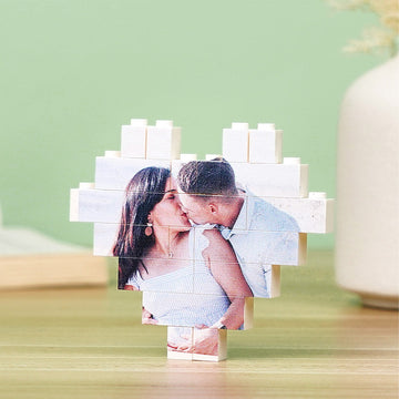 litzzy Custom Building Brick Heart Shaped Personalized Photo Block Puzzle Building Brick Photo Single Sided Photo 8*7cm=3.2*2.8inch 