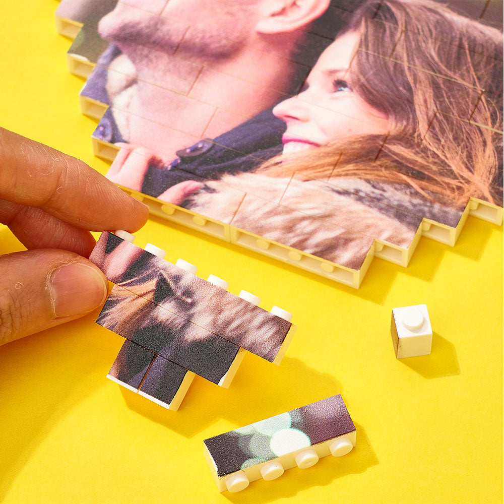 litzzy Custom Building Brick Heart Shaped Personalized Photo Block Puzzle Building Brick Photo   
