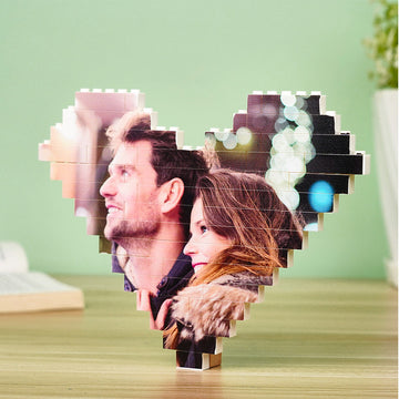 litzzy Custom Building Brick Heart Shaped Personalized Photo Block Puzzle Building Brick Photo Single Sided Photo 19*15cm=7.5*5.9inch 