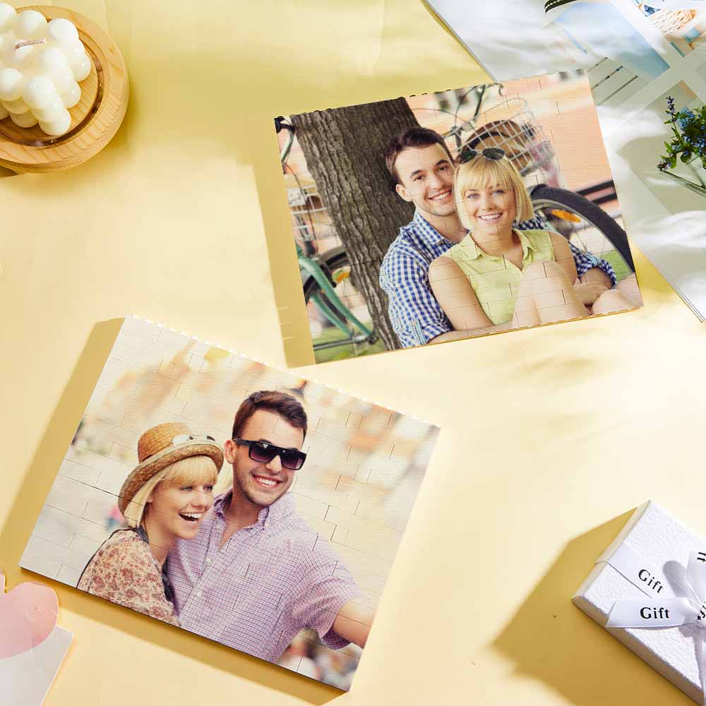 litzzy Personalized Building Brick Custom Horizontal Photo Block Building Brick Photo Double Sided Photo 22*17cm=8.7*6.7inch 
