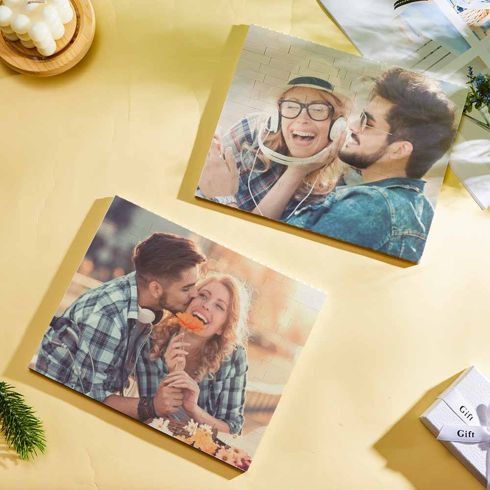 litzzy Personalized Building Brick Custom Horizontal Photo Block Building Brick Photo Double Sided Photo 24*20cm=9.5*7.9inch 