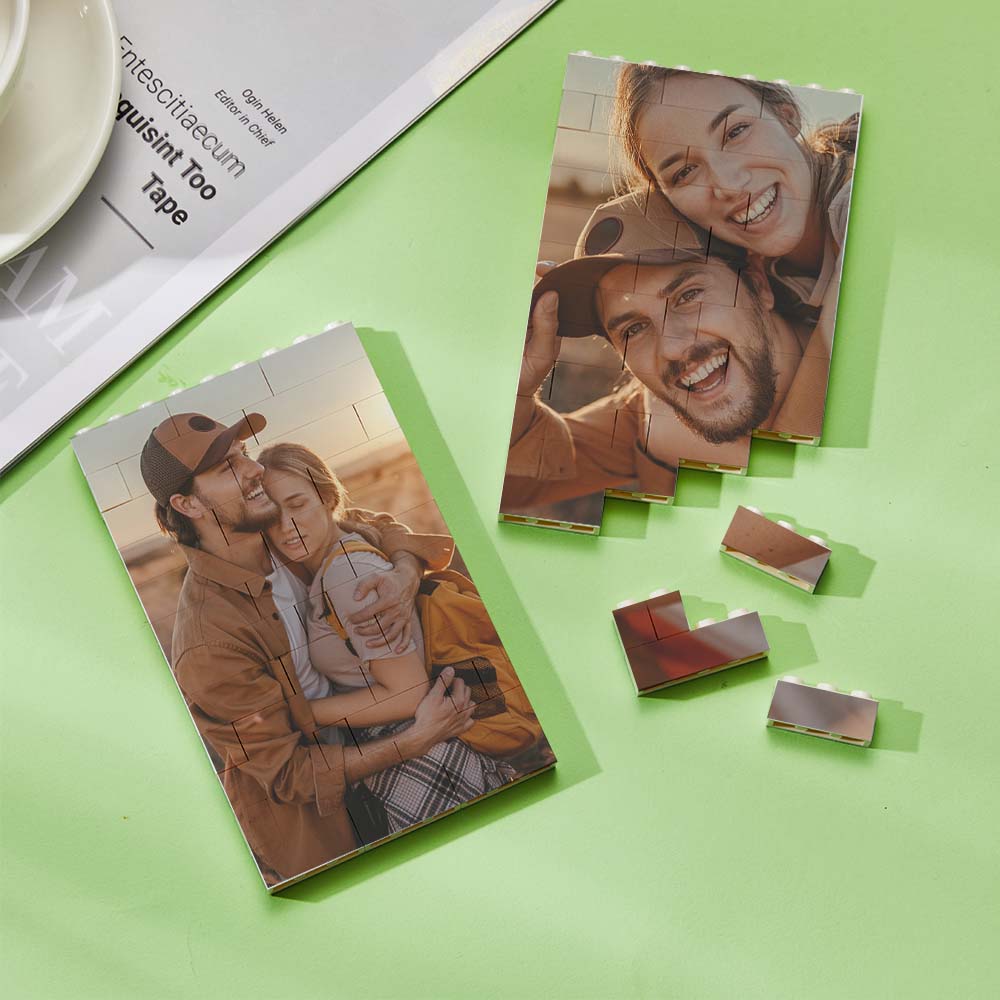 litzzy Personalised Building Brick Rectangle Scannable Code Photo Block Building Brick Photo Double Sided Photo 7.4*11.8cm=2.91*4.65in 
