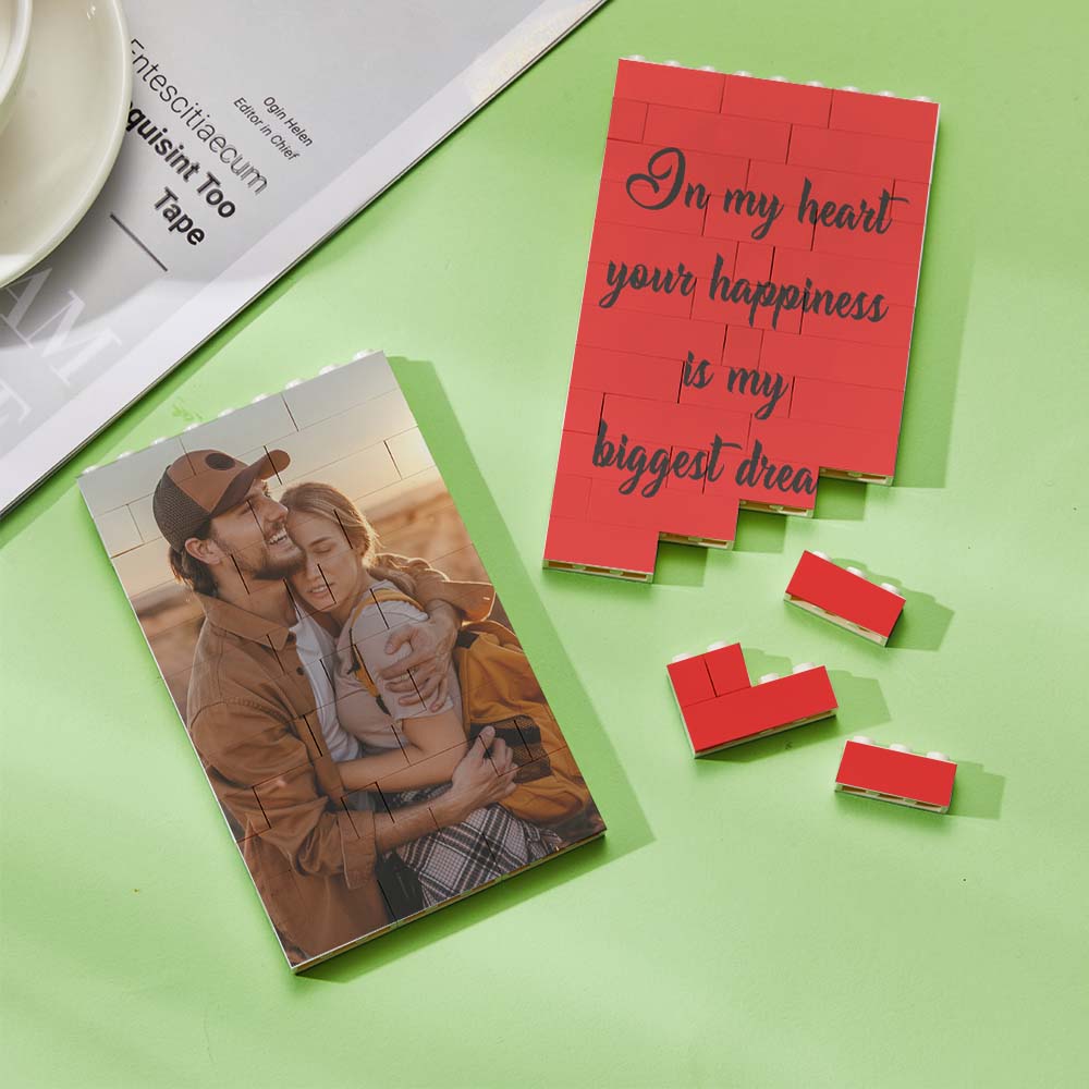 litzzy Personalised Building Brick Rectangle Scannable Code Photo Block Building Brick Photo Photo & Text 7.4*11.8cm=2.91*4.65in 