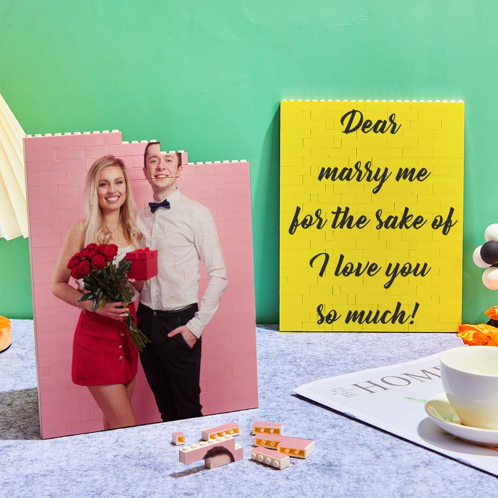 litzzy Personalised Building Brick Rectangle Scannable Code Photo Block Building Brick Photo Photo & Text 19.4*24.3cm=7.64*9.57in 