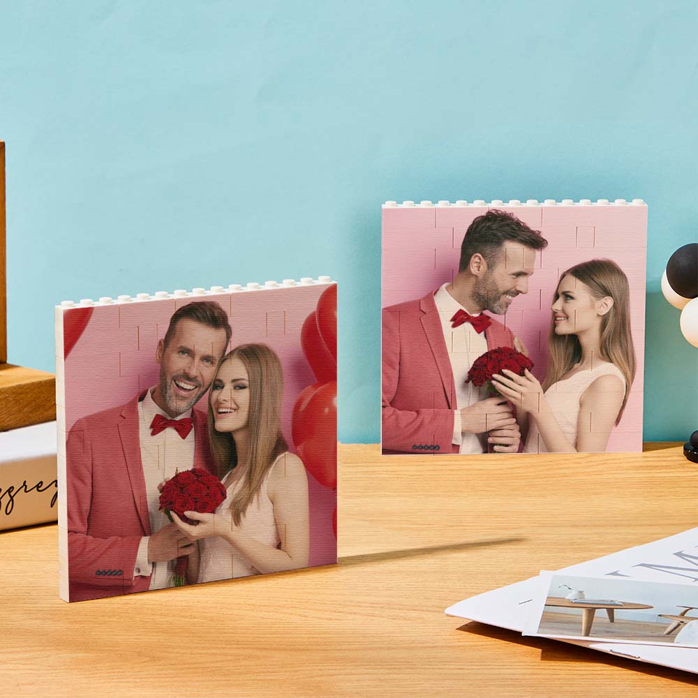litzzy Custom Building Brick Personalized Square Block Puzzle Building Brick Photo Double Sided Photo 12*12cm=4.7*4.7inch 