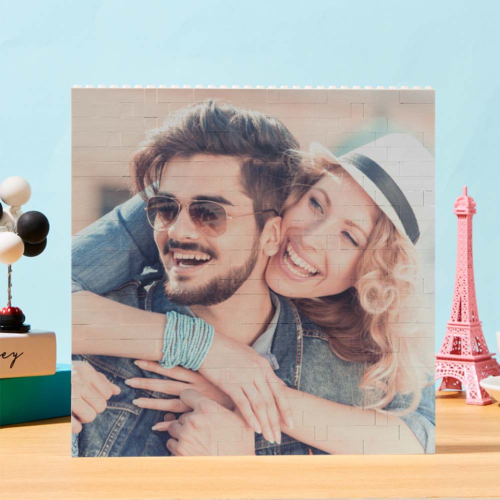 litzzy Custom Building Brick Personalized Square Block Puzzle Building Brick Photo Single Sided Photo 24*24cm=9.5*9.5inch 