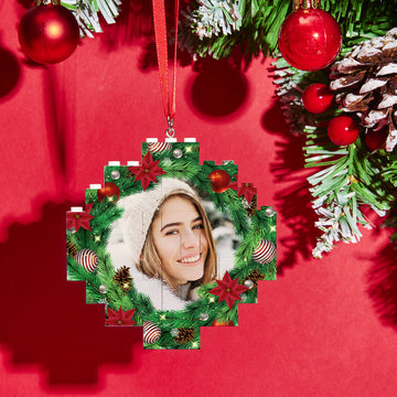 litzzy Personalized Photo Building Brick Mistletoe Christmas Ornament Building Brick Photo Single Sided 9*9cm=3.54 *3.54inch 