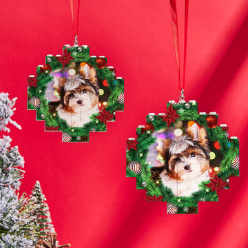 litzzy Personalized Photo Building Brick Mistletoe Christmas Ornament Building Brick Photo Double Sided 9*9cm=3.54 *3.54inch 