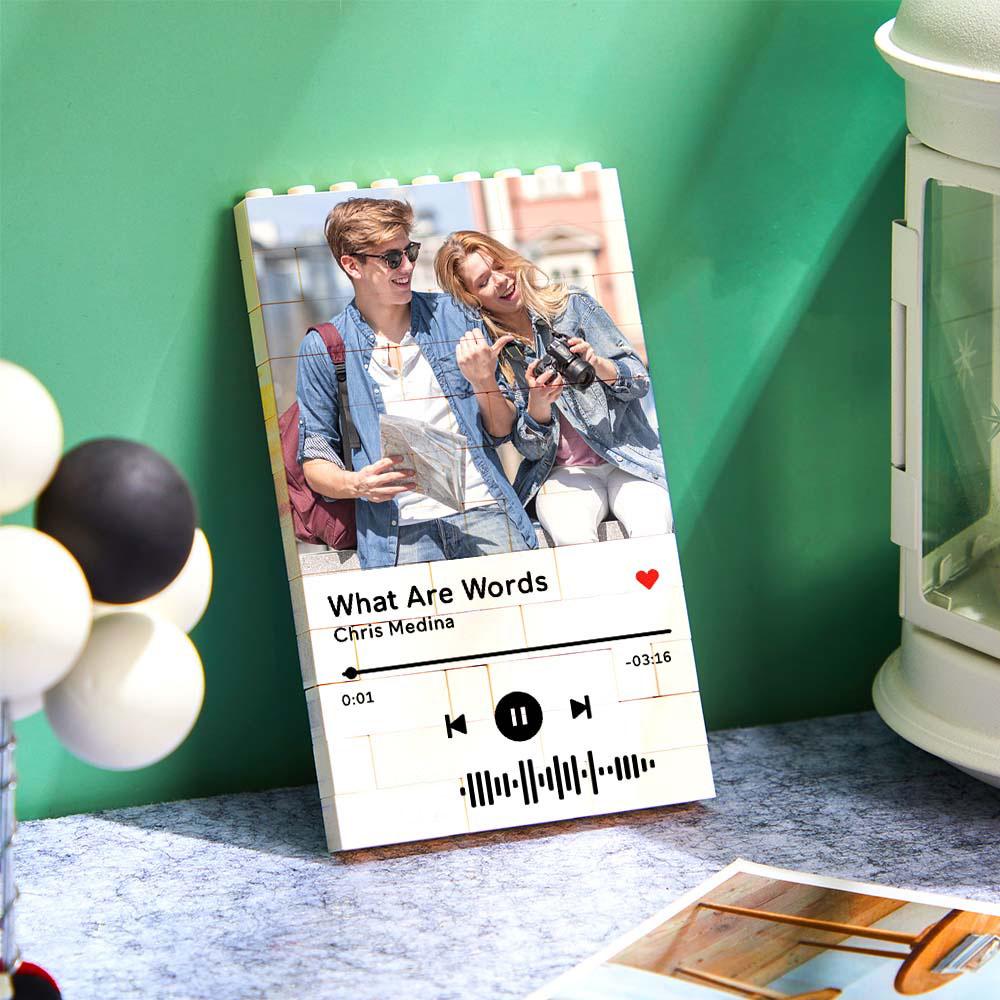 litzzy Personalized Building Brick Photo Block with Music Code Building Brick Photo   