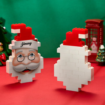 litzzy Personalized Santa Claus Building Blocks Christmas Block Brick Puzzles Building Brick Photo Name  