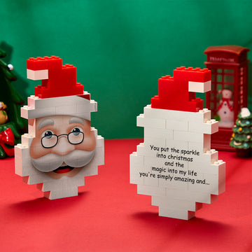litzzy Personalized Santa Claus Building Blocks Christmas Block Brick Puzzles Building Brick Photo Text  