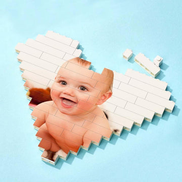 litzzy Custom Building Brick Personalized Heart Shaped Photo Block for Children's Day Building Brick Photo   