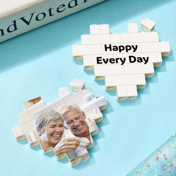 litzzy Custom Building Brick Puzzle Personalized Heart Shaped Photo Block Building Brick Photo 8*6.9*0.8cm=3.2*2.7*0.3in  