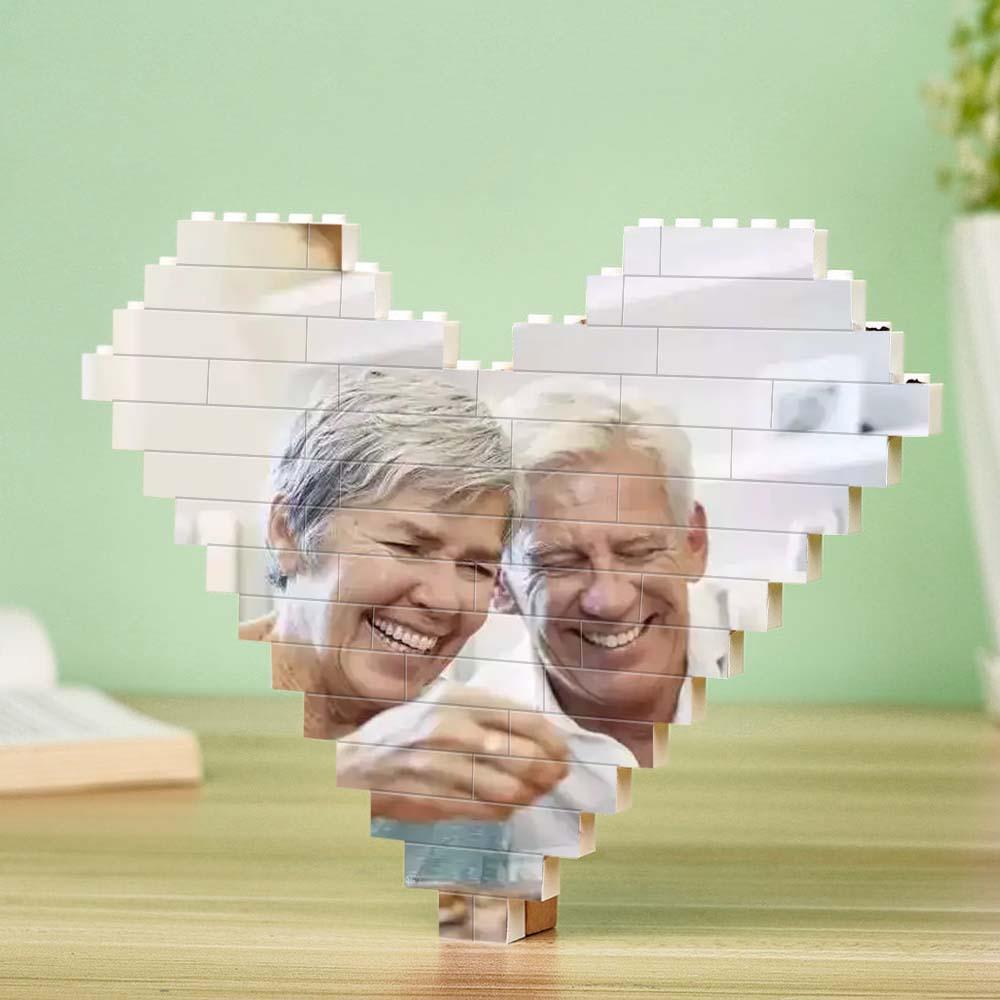 litzzy Custom Building Brick Puzzle Personalized Heart Shaped Photo Block Building Brick Photo   