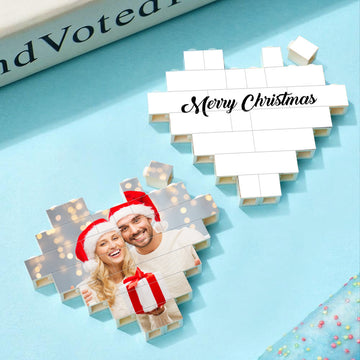 litzzy Custom Building Brick Personalized Heart Shaped Photo Block for Christmas Building Brick Photo 8*6.9*0.8cm=3.2*2.7*0.3in  