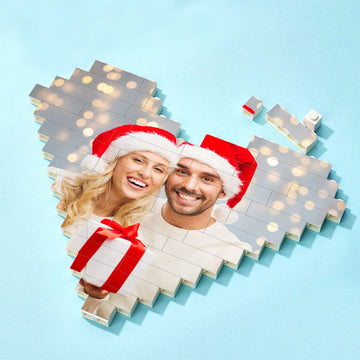 litzzy Custom Building Brick Personalized Heart Shaped Photo Block for Christmas Building Brick Photo   
