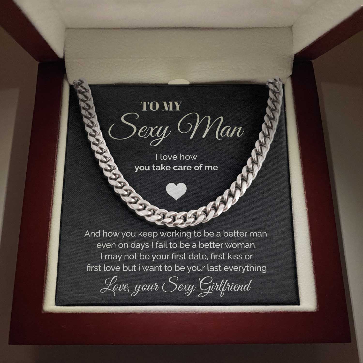 litzzy To my Sexy Man - You take care of me - Cuban Link Chain Necklace - To My Boyfriend , Gift For Boyfriend Jewelry   