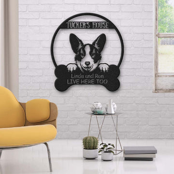 litzzy Corgi Dog lovers Funny Personalized Metal House Sign - Custom metal signs - Metal Monogram Sign for Home Decor    