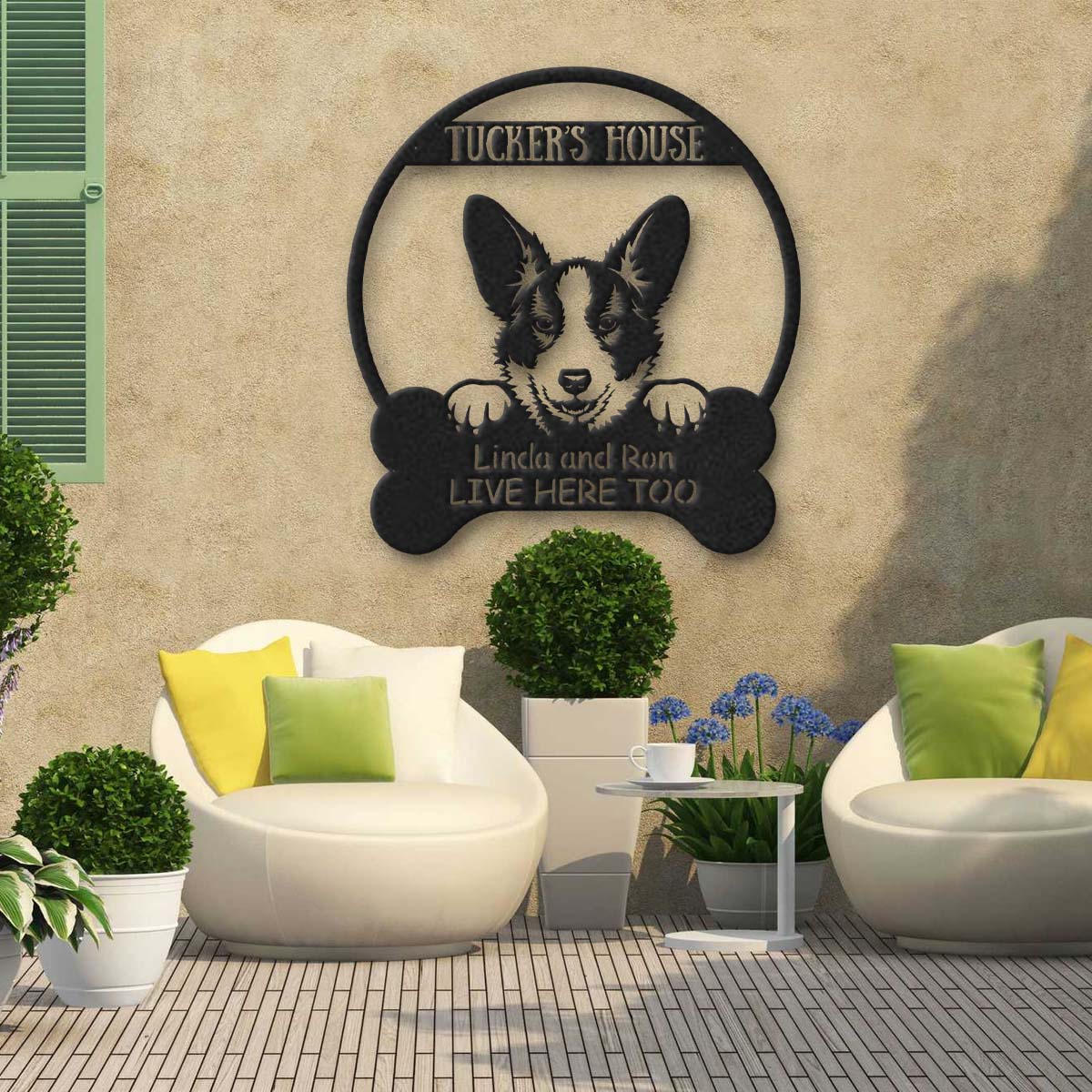 litzzy Corgi Dog lovers Funny Personalized Metal House Sign - Custom metal signs - Metal Monogram Sign for Home Decor    