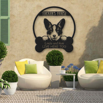 litzzy Corgi Dog lovers Funny Personalized Metal House Sign - Custom metal signs - Metal Monogram Sign for Home Decor    