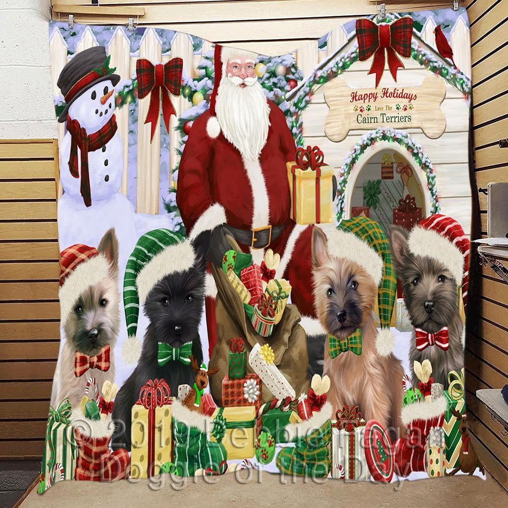 litzzy Cairn Terrier Christmas Doghouse CL18110541MDQ Fleece Blanket fleece blanket   