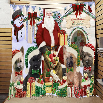 litzzy Cairn Terrier Christmas Doghouse CL18110541MDQ Fleece Blanket fleece blanket   